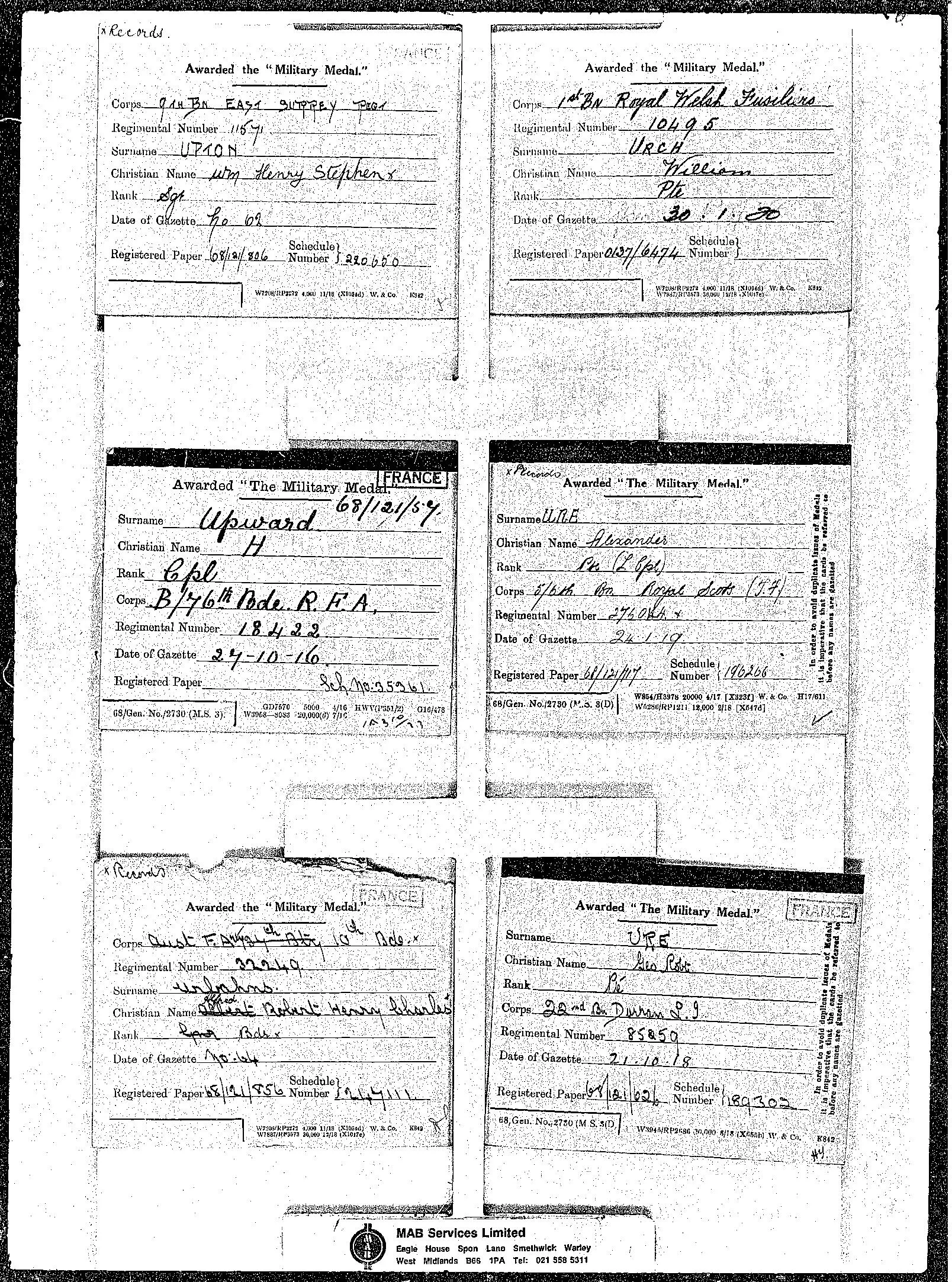 A Great War M.M. Group 18422 Corporal H. Upward of the 76th Brigade RFA