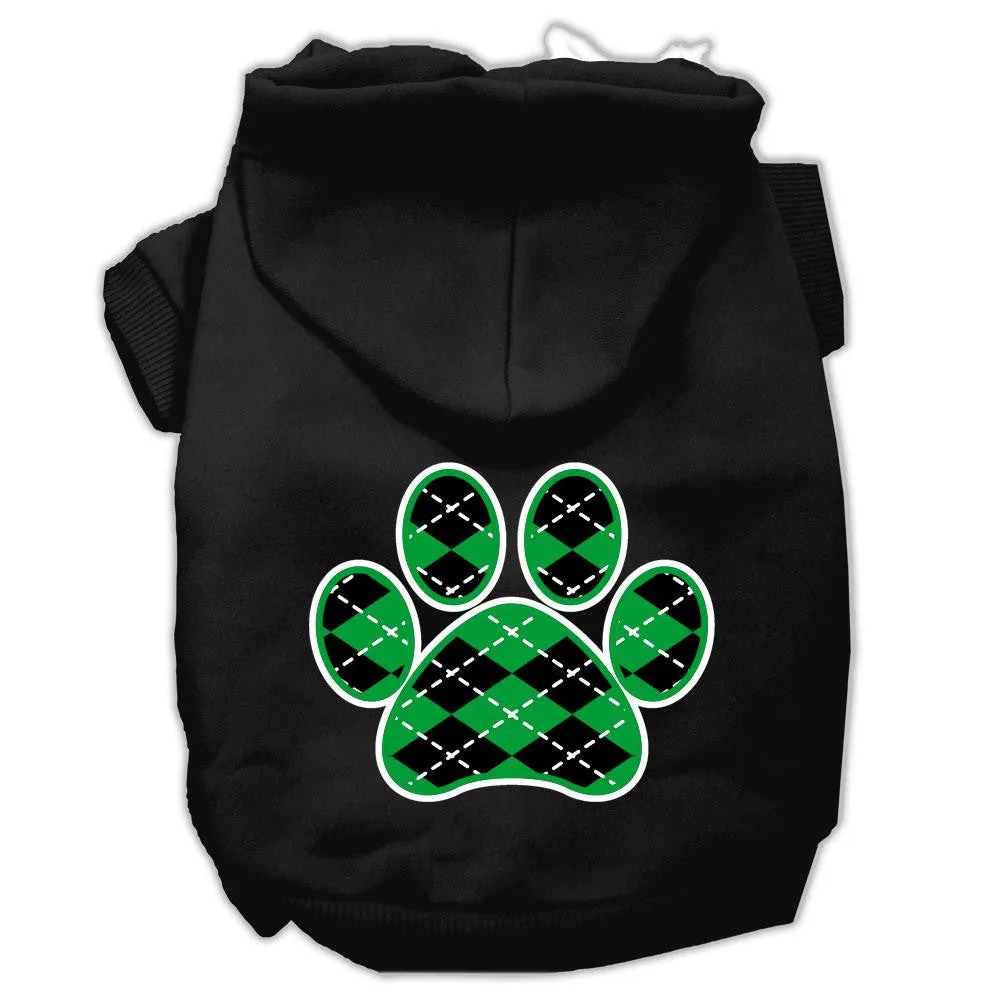 Argyle Paw Green Screen Print Pet Hoodies Black Size XS (8)