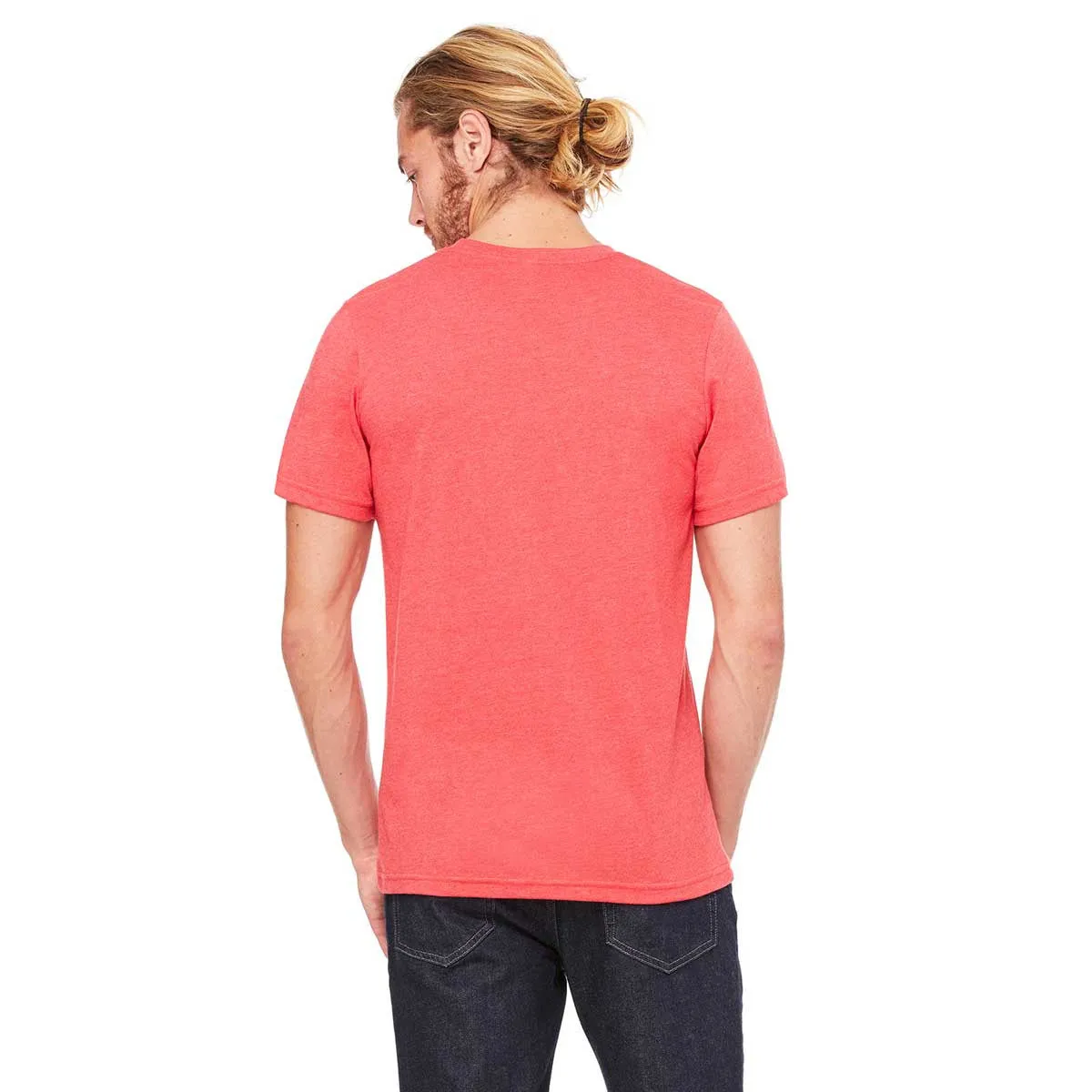 Bella   Canvas Men's Heather Red/Deep Heather Jersey Short-Sleeve Pocket T-Shirt