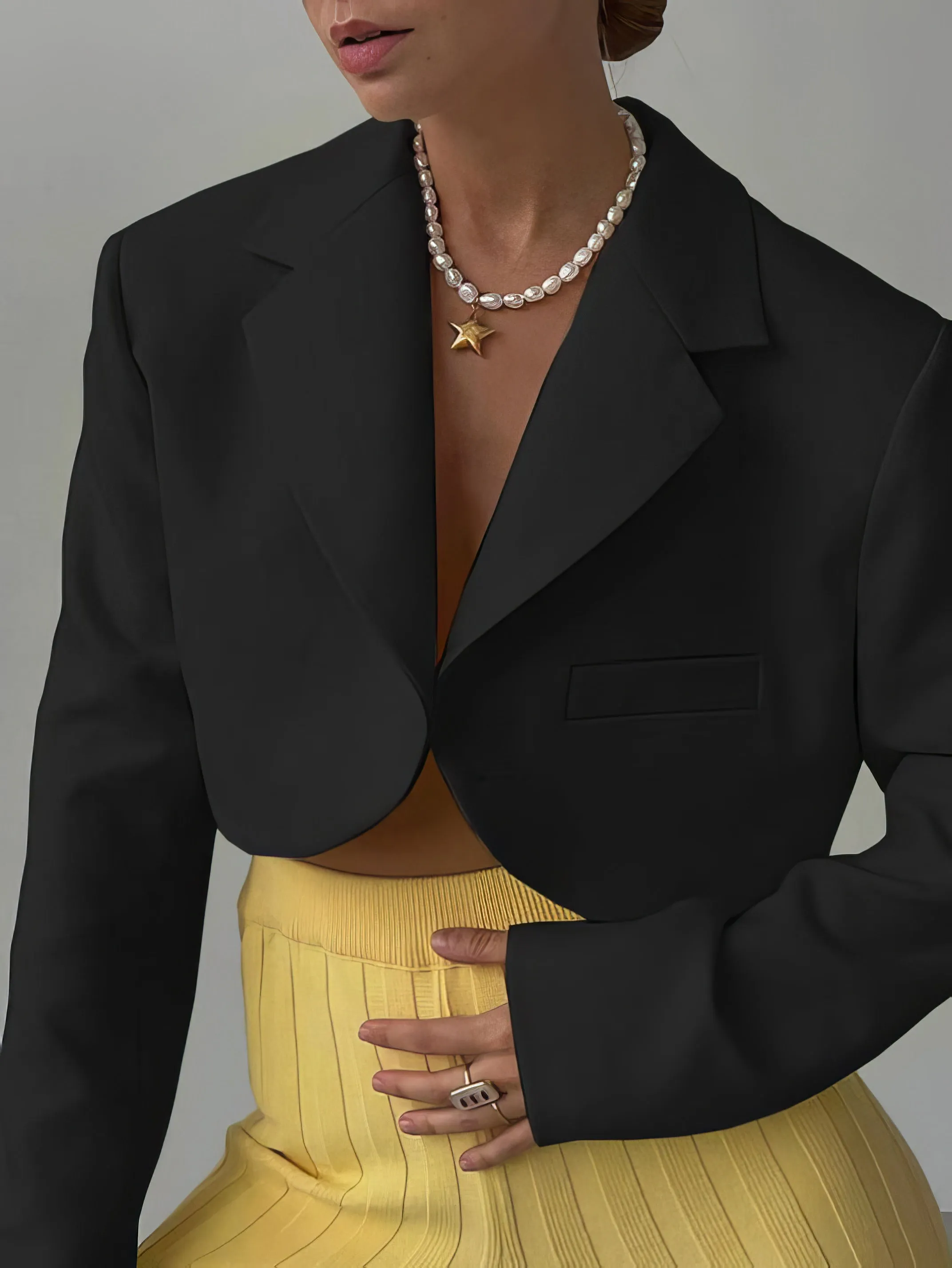 Blazers Solid Lapel Cropped Small Blazer for Women
