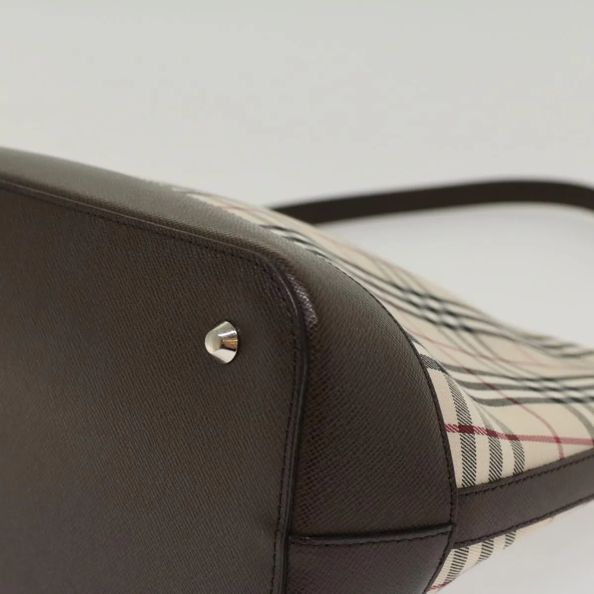 BURBERRY Nova Check Shoulder Bag Nylon Leather Beige 47677