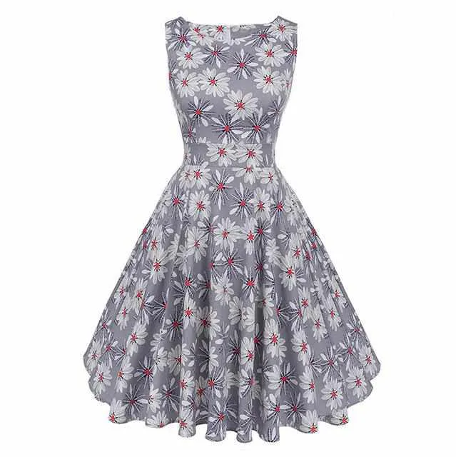 Floral Print Sleeveless Vintage Summer Dress
