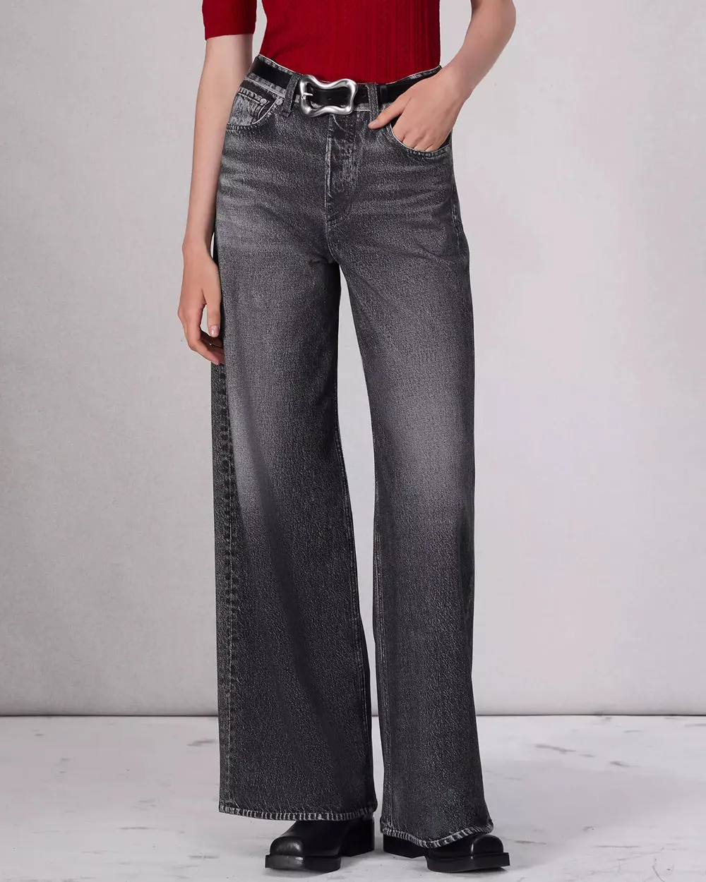 Miramar Sofie Wide Leg Pant in Washed Black