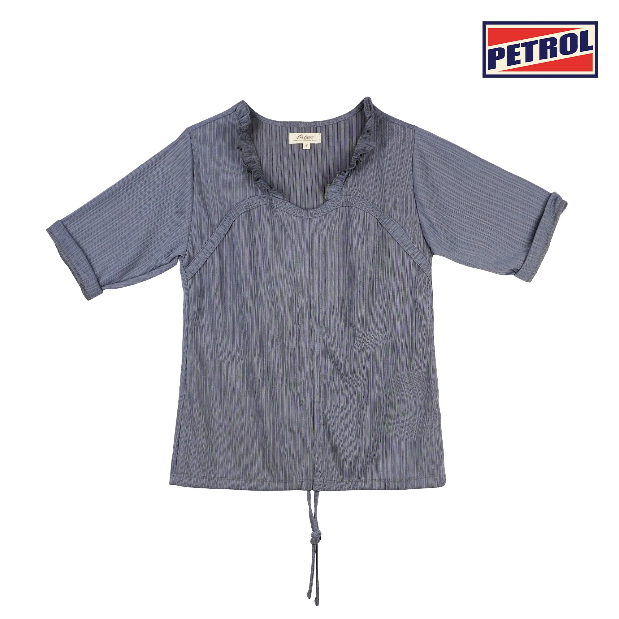 Petrol Ladies Basic Tees Boxy Fitting Ribbed Fabric 167831-U (Gray)
