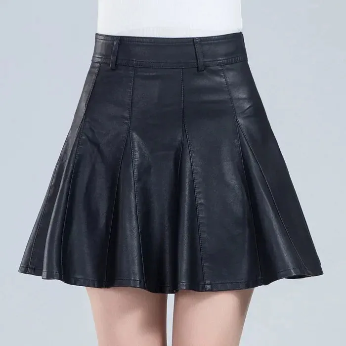 Women's Fashion Designer Genuine Leather 5XL Mini Skirts (Plus Size)